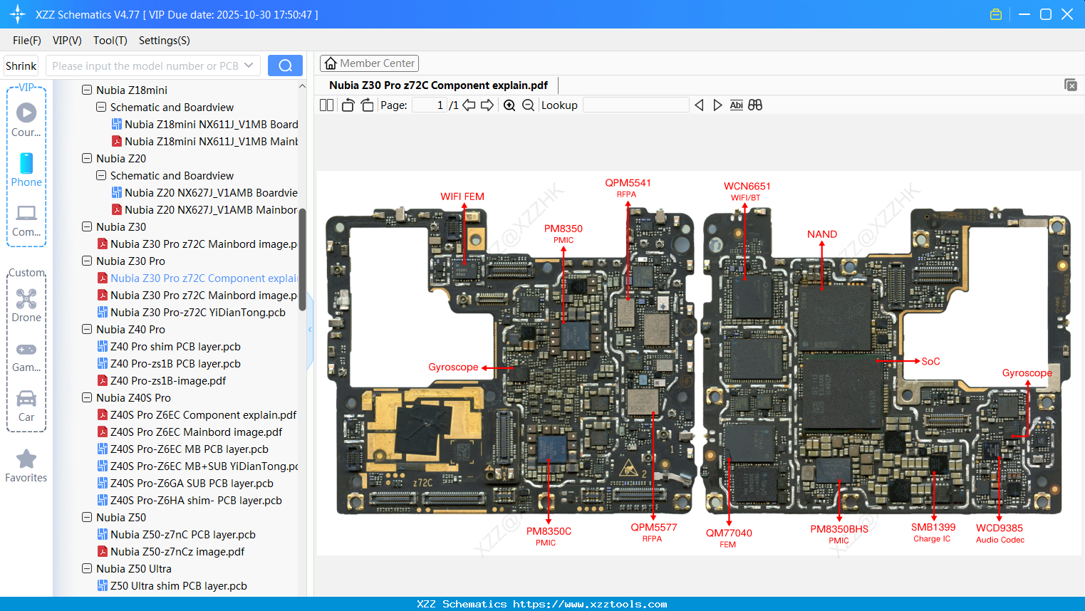 Nubia Z30 Pro Z72C Component Explain